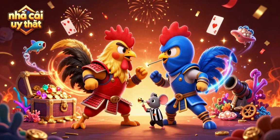 Engage with top-ranking nhà cái uy tín in a vibrant, dynamic 3D cartoon casino scene.