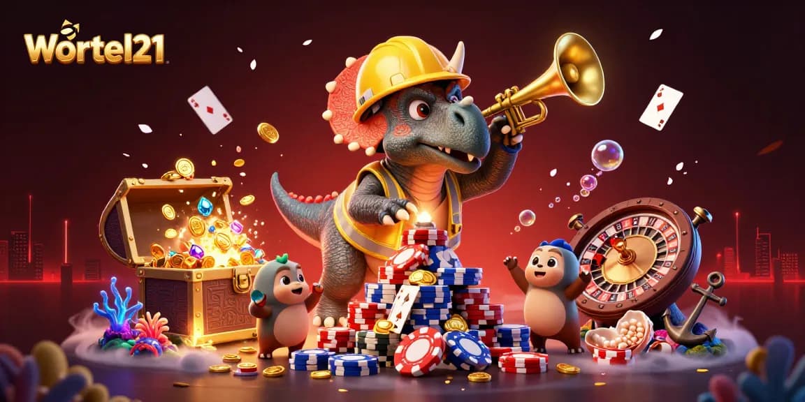 Wortel21 celebrates big wins with vibrant casino fun in a dynamic 3D scene.