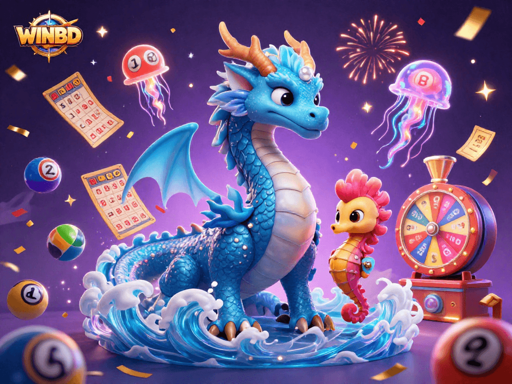 WINBD immerses you in a vibrant gaming adventure with a 3D ocean dragon, seahorse knight, and glowing jellyfish.