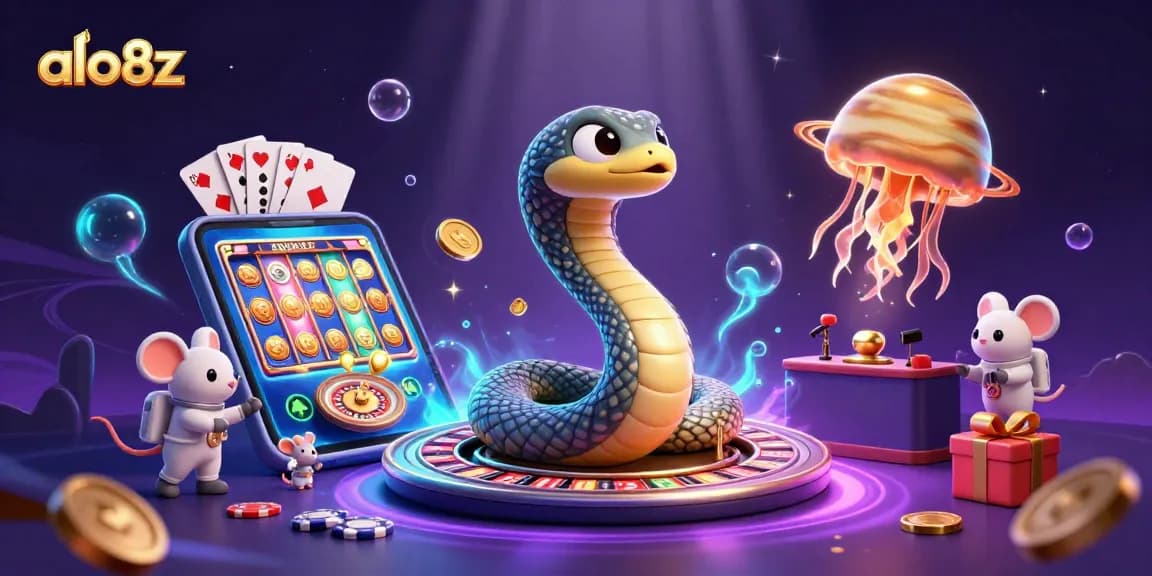 Engage in thrilling gaming experiences at ALO8Z as a snake dealer rolls the roulette wheels.