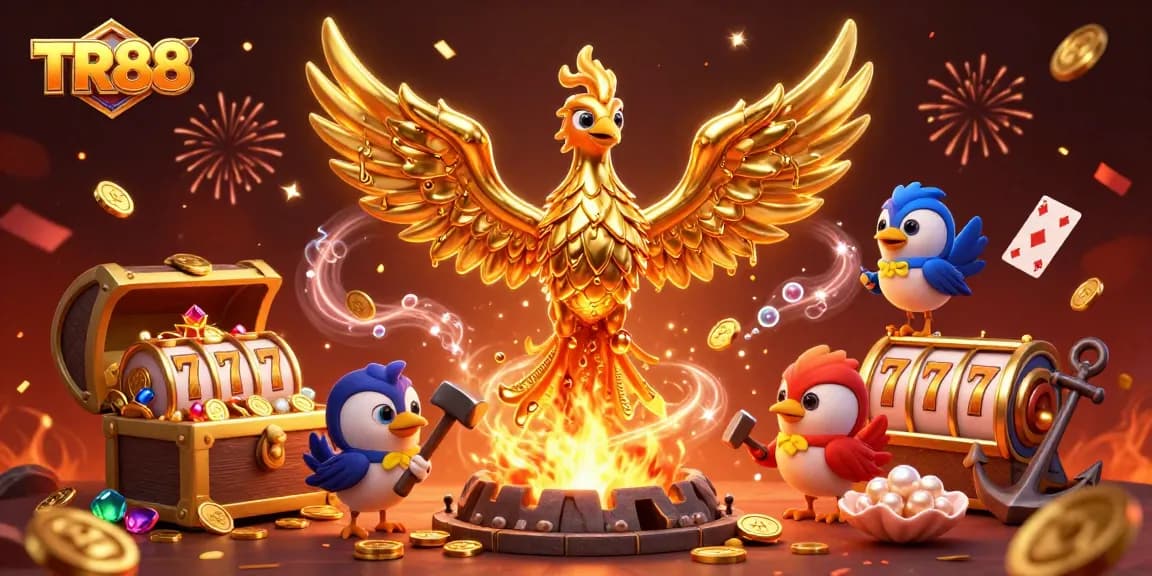 Engage with TR88 for thrilling casino action and immersive slot gameplay featuring a golden phoenix.