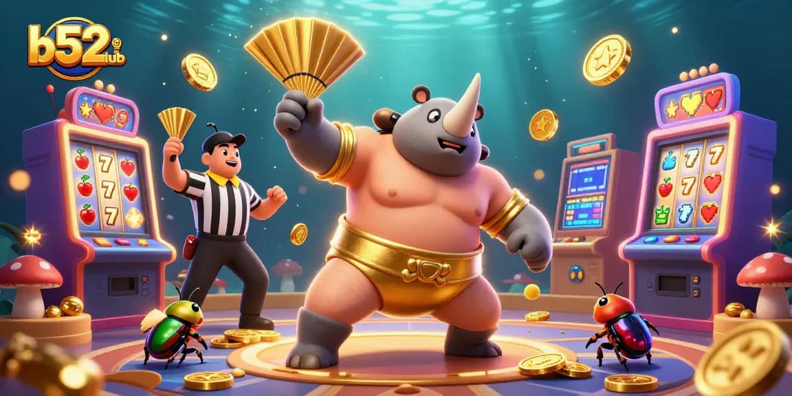 Experience thrilling slot action with b52club's vibrant 3D illustration of a beetle champion.