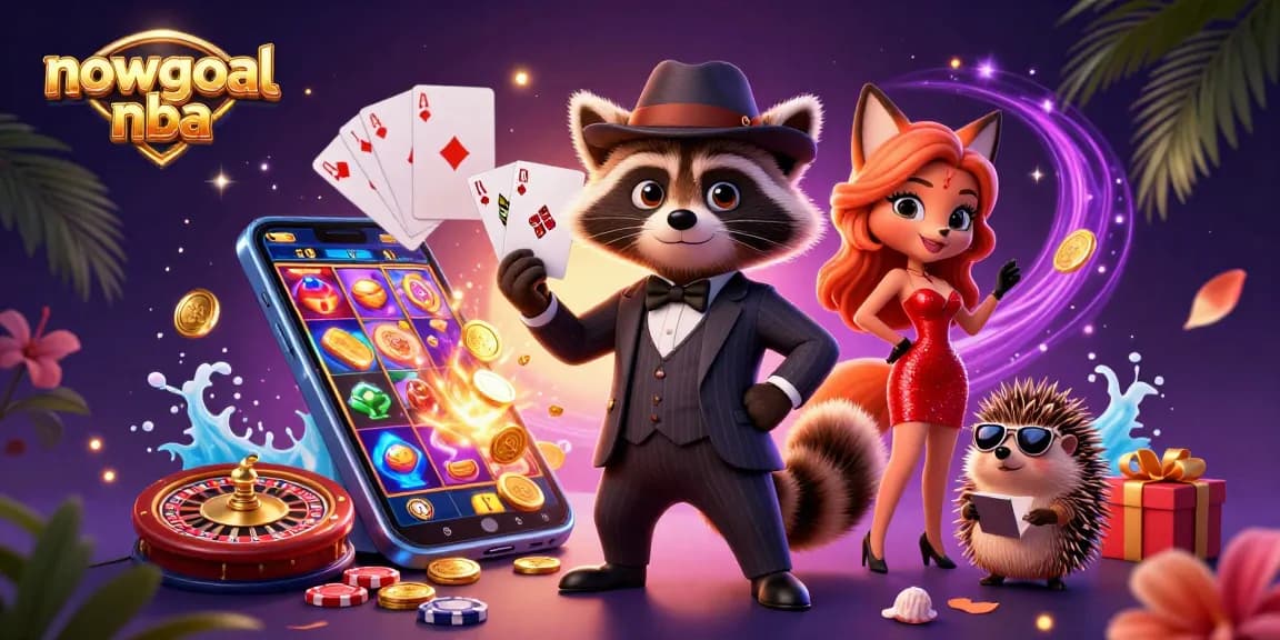Experience thrilling basketball action with Nowgoal NBA as raccoon, fox, and hedgehog celebrate wins in 3D.