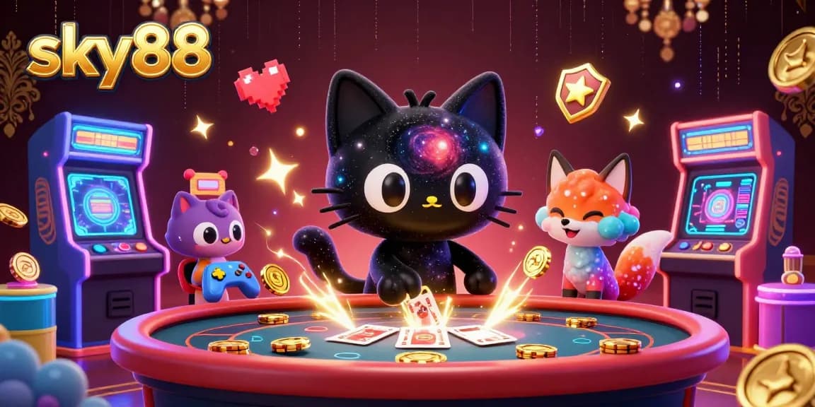 Engage in thrilling gameplay at sky88 casino featuring animated characters and vibrant casino elements.
