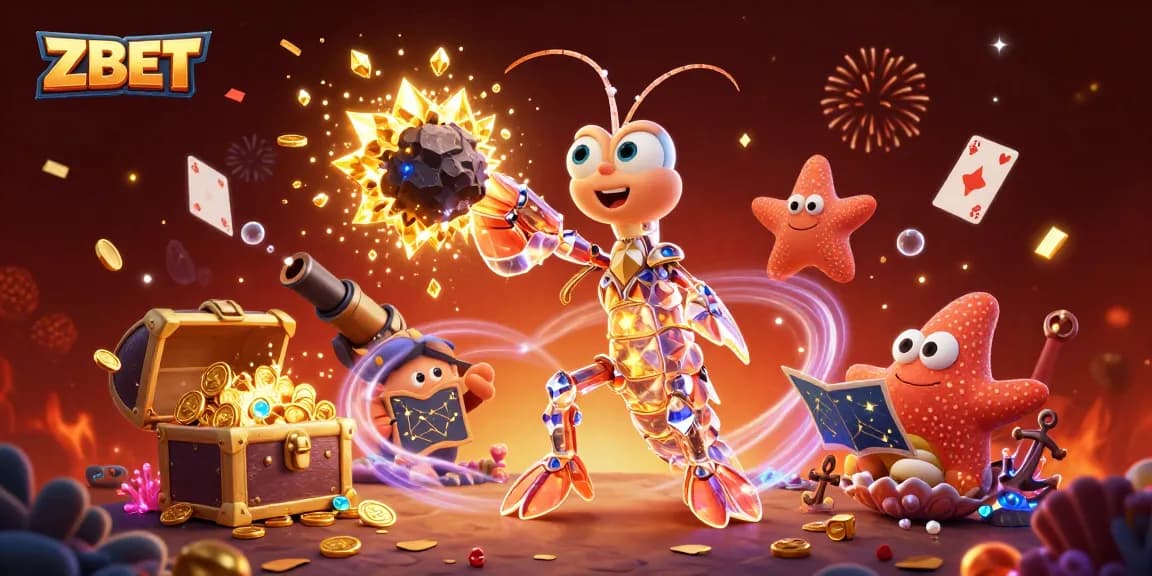 ZBET offers thrilling wins as a galactic samurai mantis shrimp battles for treasure among colorful gems.