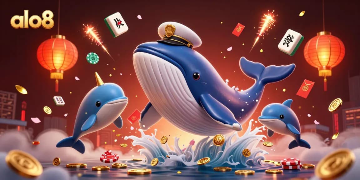 Experience thrilling gaming at alo8 with whales and dolphins celebrating luck and fortune.