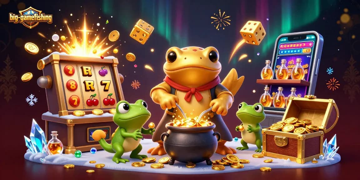 Experience big-gamefishing thrills with our 3D cartoon illustration capturing vibrant casino elements.