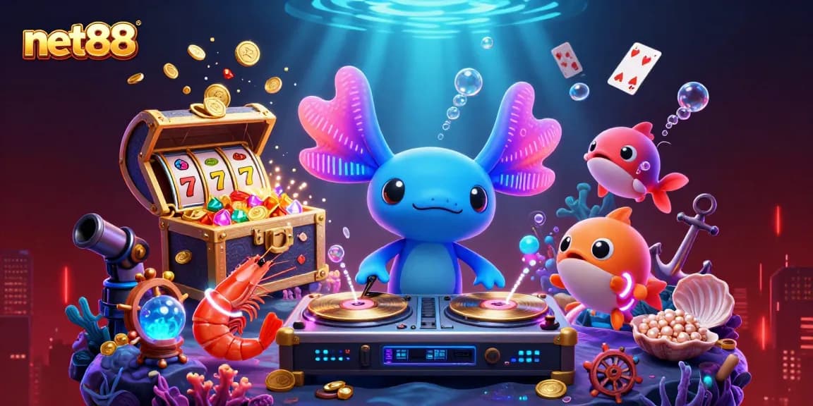 Experience fun and excitement with net88 while spinning vibrant slot reels underwater!
