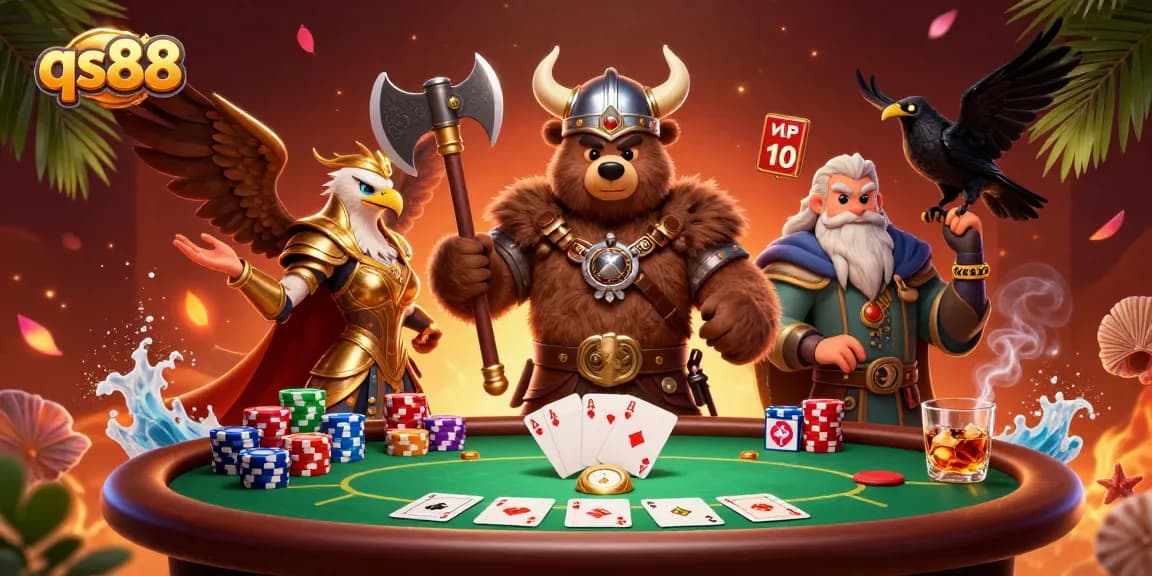 Engage with exciting qs88 gaming action featuring playful characters and vibrant casino elements.