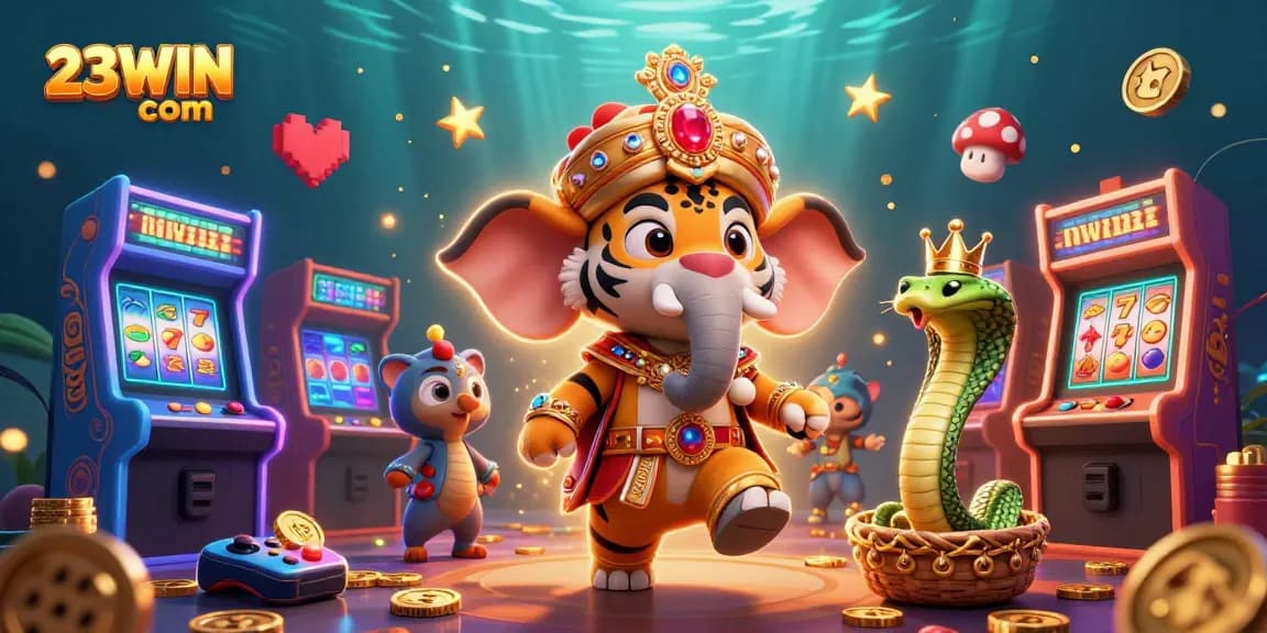 Experience vibrant 3D casino action with 23WIN com featuring slot games and dynamic characters.