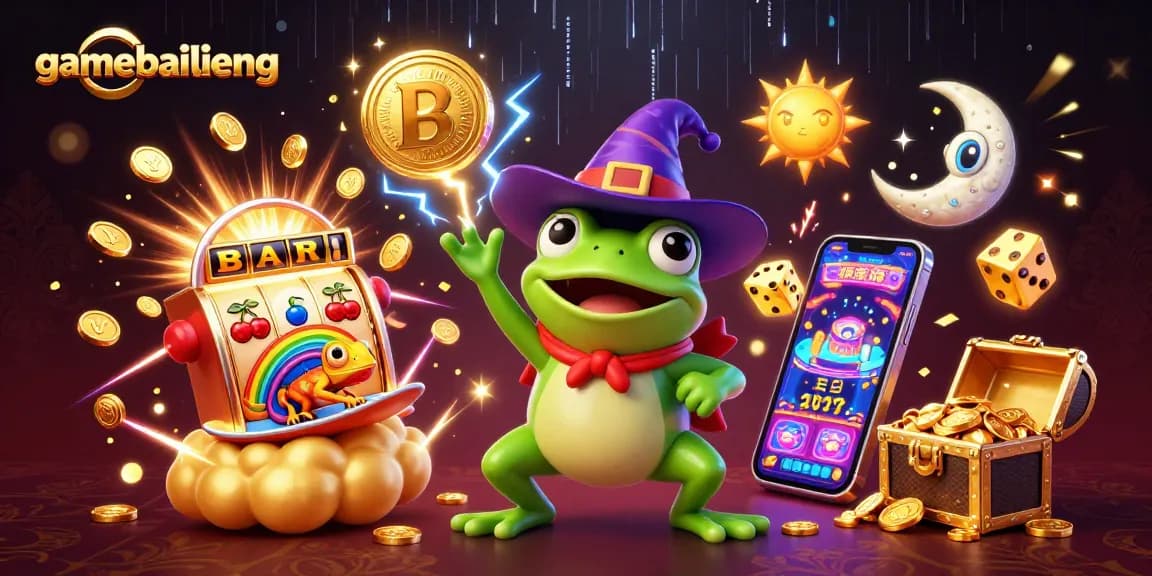 Engage with gamebailieng poker action in this vibrant illustration of a whimsical casino scene filled with dynamic elements.