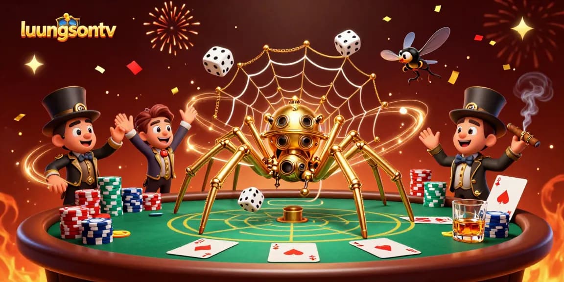 Engage with exciting live football matches on luongsontv featuring a vibrant steampunk spider web of gaming elements.