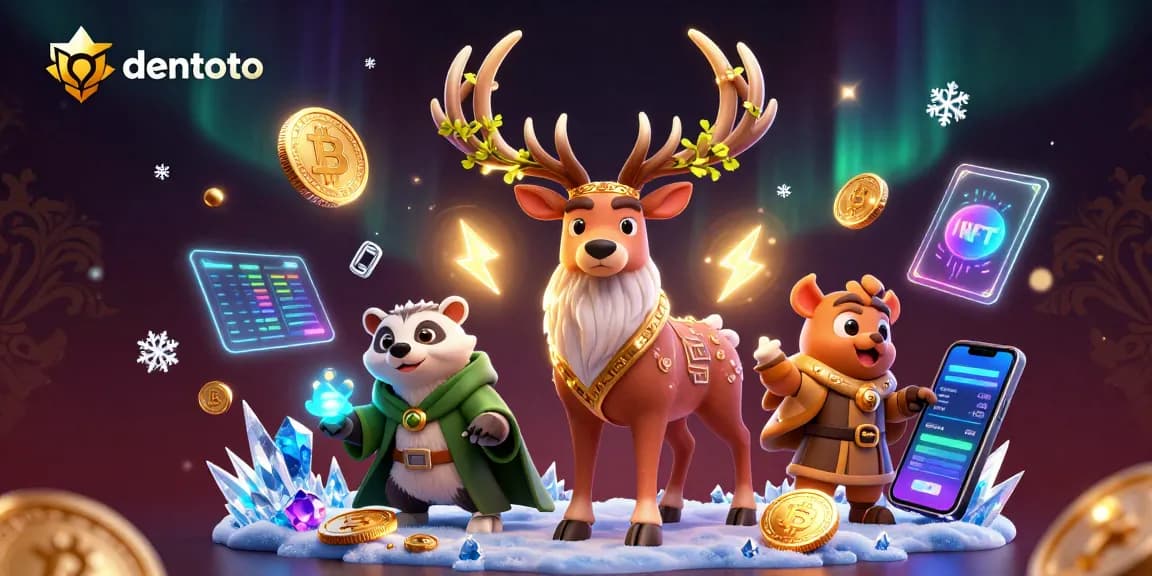 Play exciting games at dentoto with immersive 3D illustration featuring a druid stag and rich casino elements.