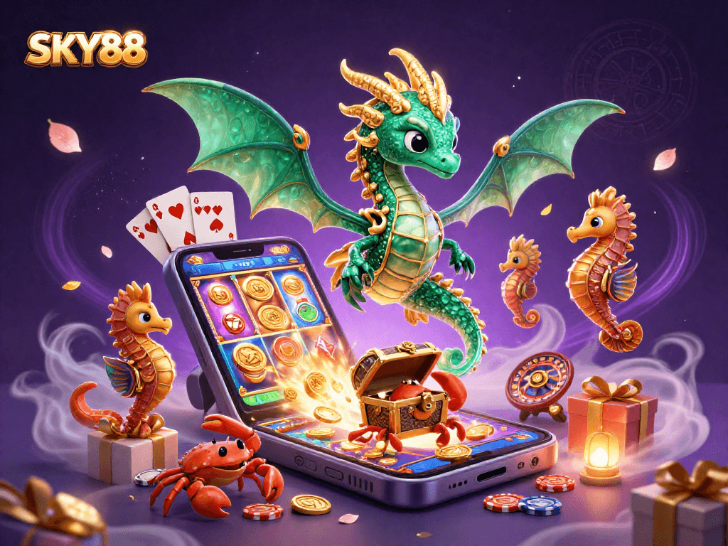 Experience thrilling wins with breathtaking SKY88 casino artwork featuring unique gaming elements.