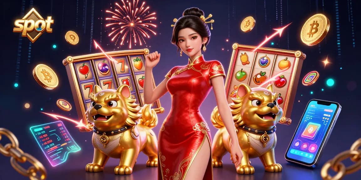 Engage with thrilling slot reels in this vibrant 3D casino illustration featuring dazzling characters and elements.