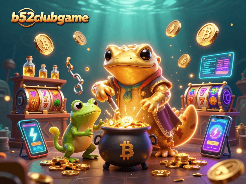 Experience the excitement of b52clubgame with a vibrant 3D casino illustration full of action.