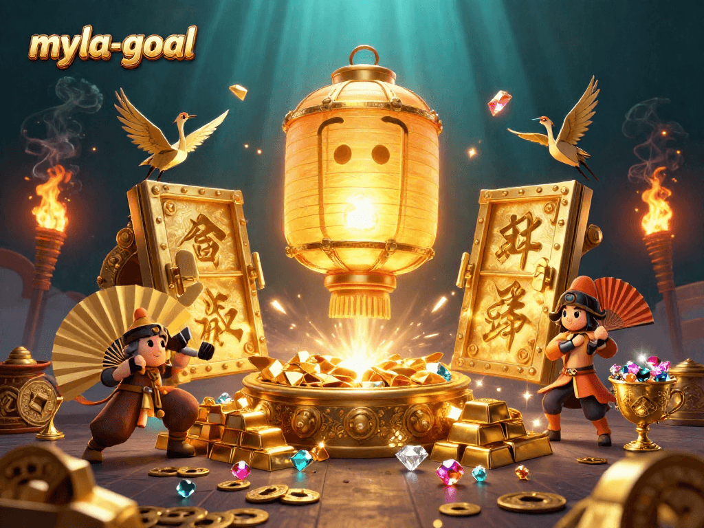 bet big and win at myla-goal with thrilling treasures in a vibrant casino scene