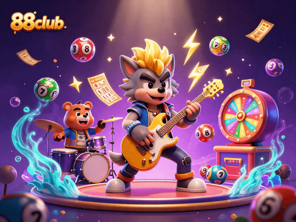 Experience the excitement of 88club casino games with vibrant lottery elements and dynamic action.