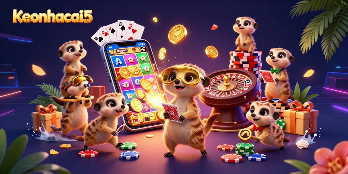 Experience the excitement of keonhacai5 as meerkats engage in lively casino games.