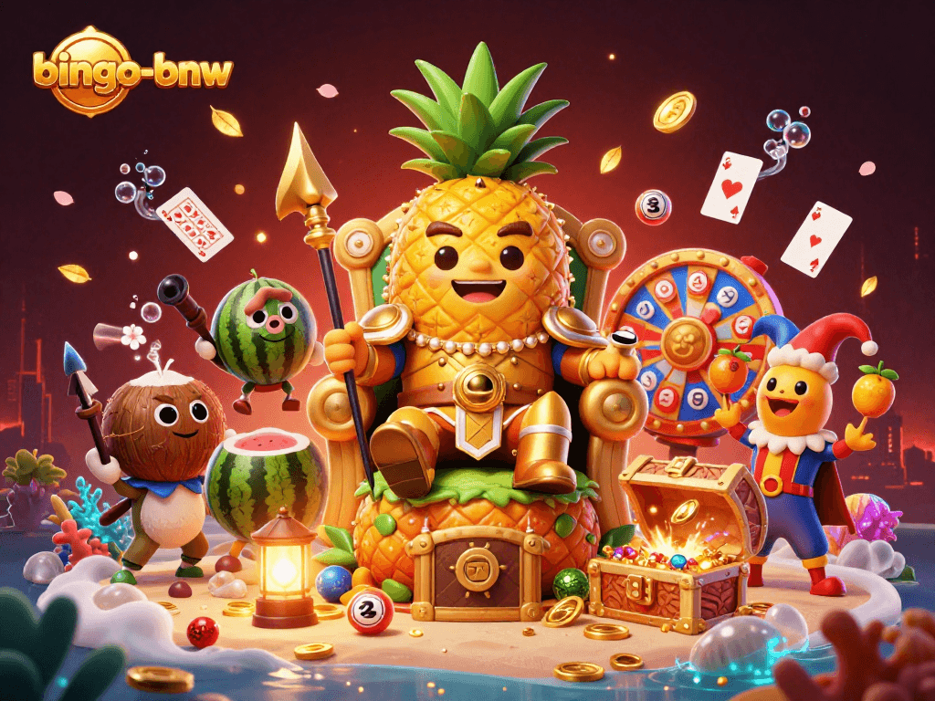 Engage in bingo-bnw excitement with vibrant characters and thrilling casino elements in this dynamic scene.