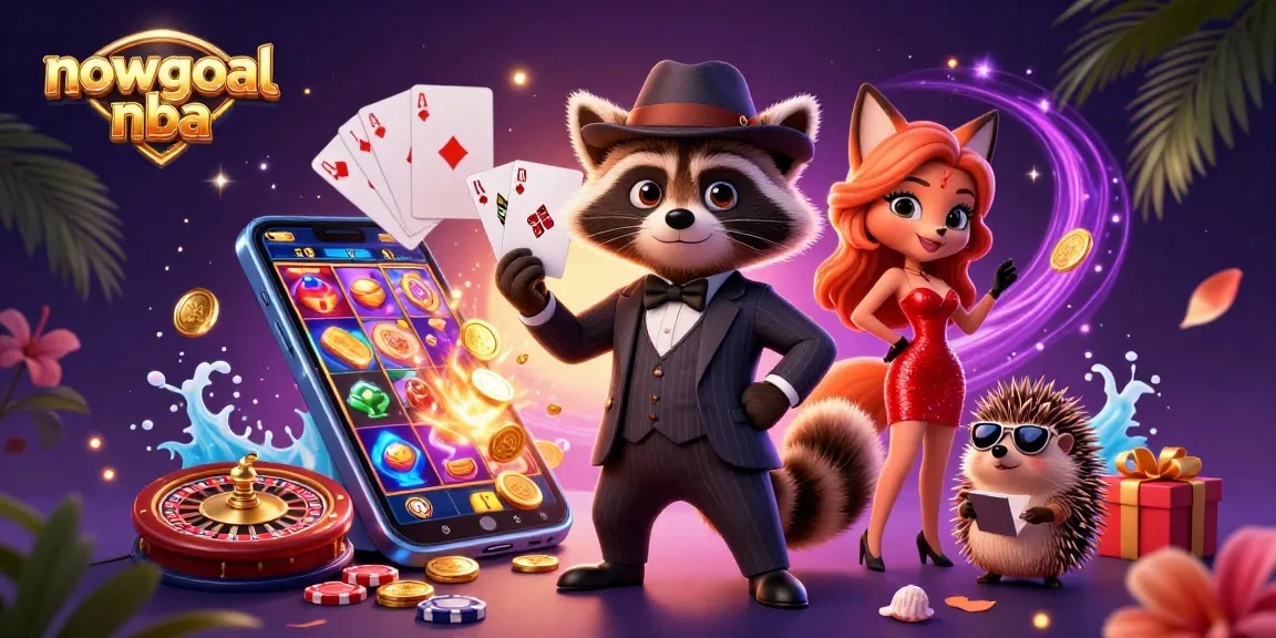 Experience thrilling basketball action with Nowgoal NBA as raccoon, fox, and hedgehog celebrate wins in 3D.