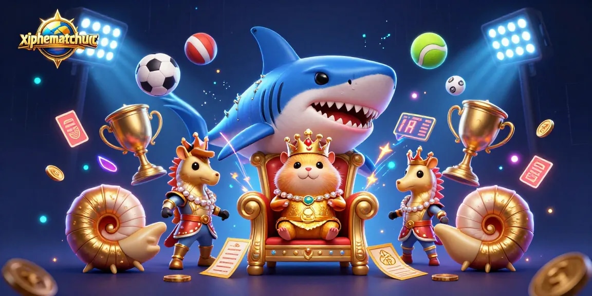 xiphematchuoc showcases a fierce golden hamster king amid vibrant gambling elements in a thrilling casino setting.