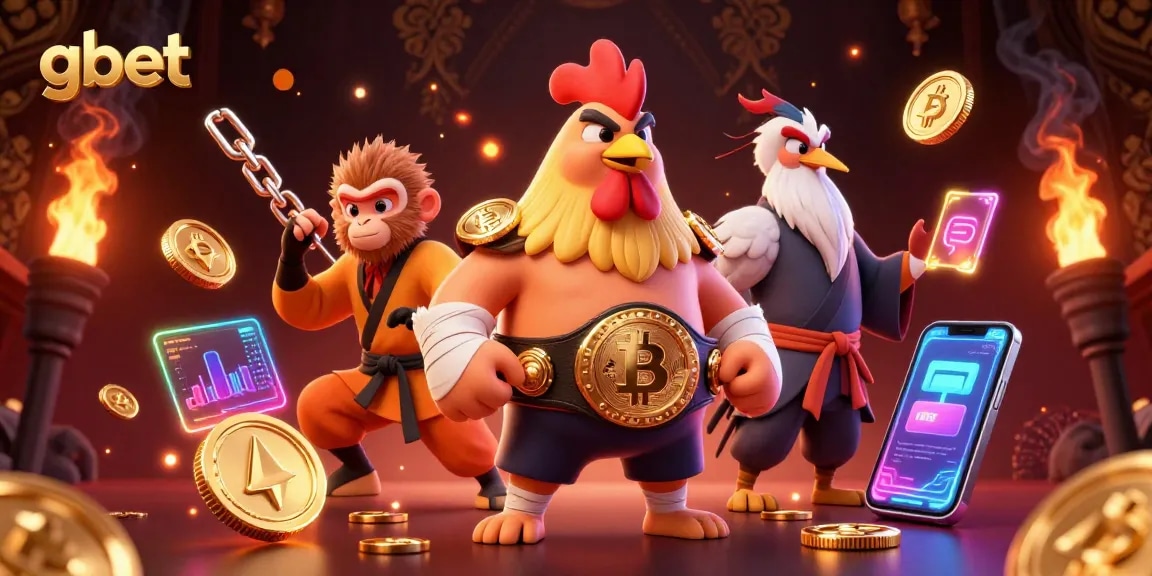 Engage with gbet's thrilling gaming experience featuring top characters in a lively casino setting.
