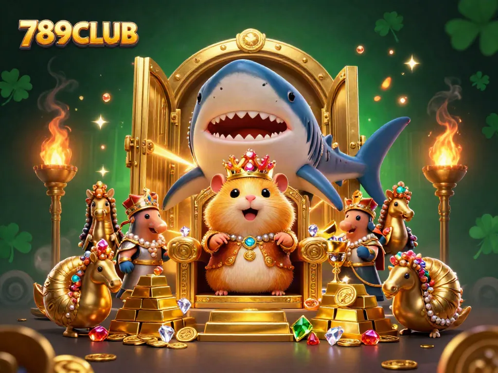 Experience thrilling casino action with 789CLUB's vibrant treasure-filled kingdom led by the golden hamster king.