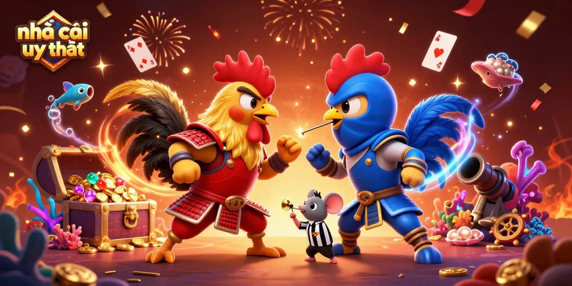 Engage with top-ranking nhà cái uy tín in a vibrant, dynamic 3D cartoon casino scene.