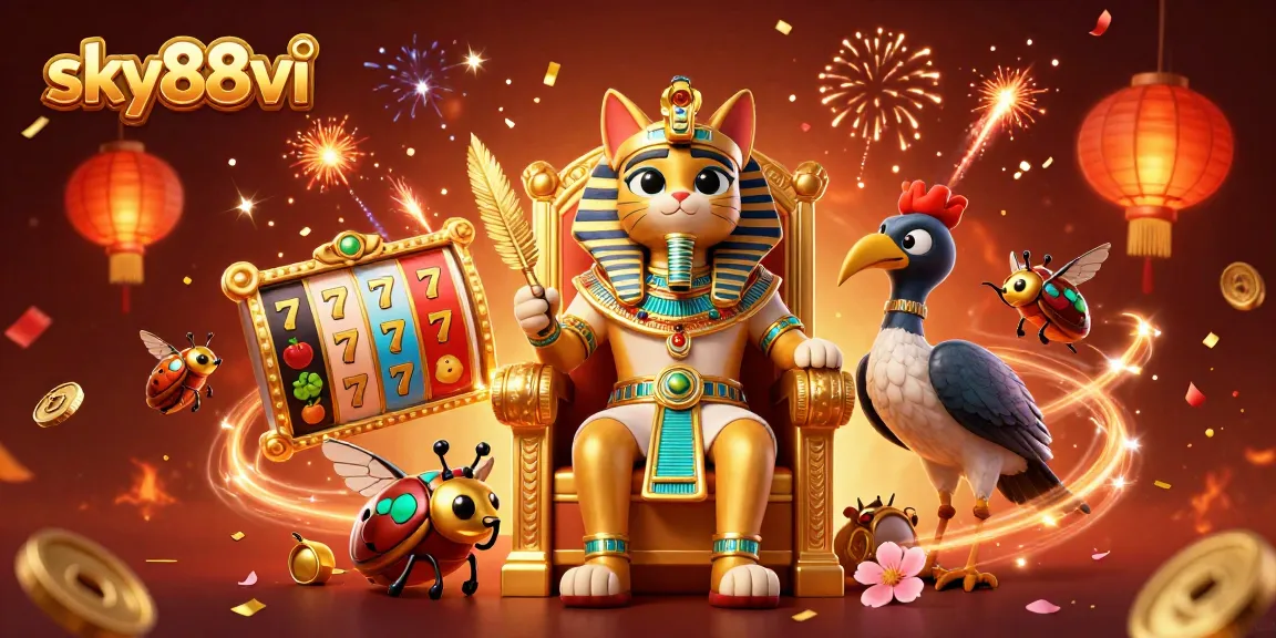Experience the excitement of sky88vi with vibrant 3D casino elements and rich characters.