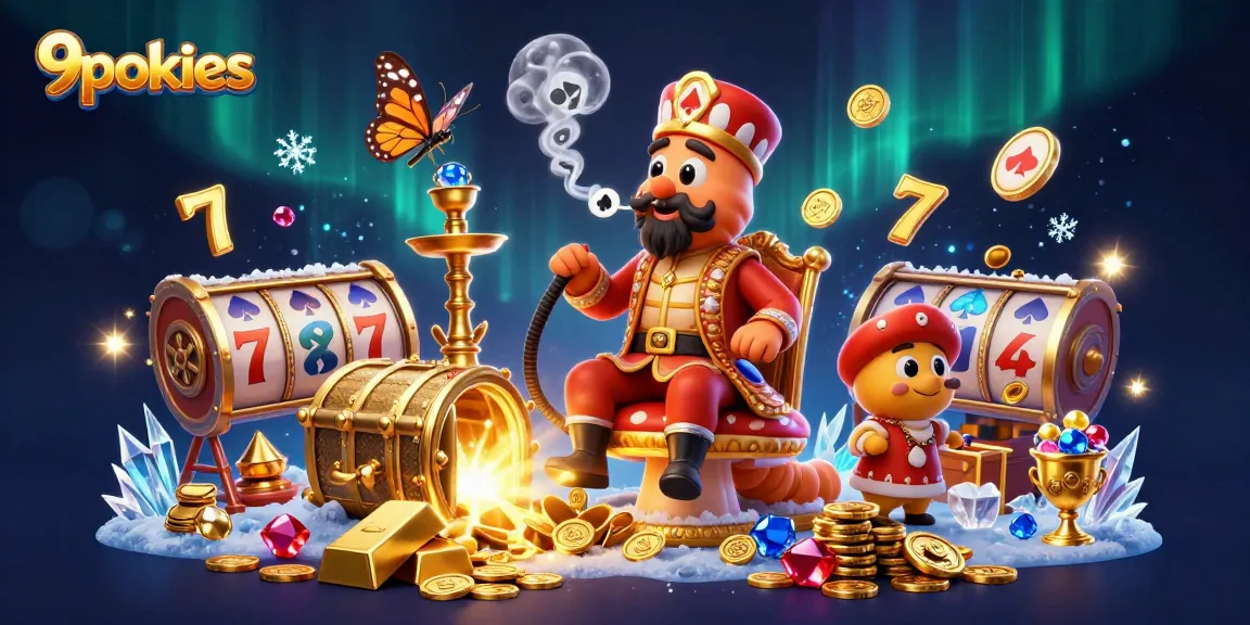 Experience thrilling wins with 9pokies, featuring vibrant characters and stunning casino elements.
