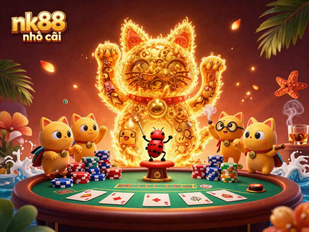 Experience thrilling gameplay at nk88 nhà cái with a lucky cat and dynamic casino symbols.