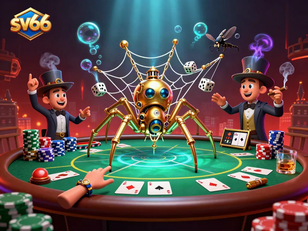 Engage with sv66's thrilling poker action while the steampunk spider spins its web of strategies.