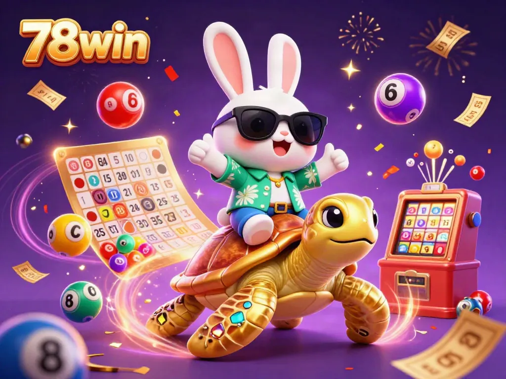 Join the fun at 78win with a lucky rabbit and golden sea turtle celebrating thrilling game wins.