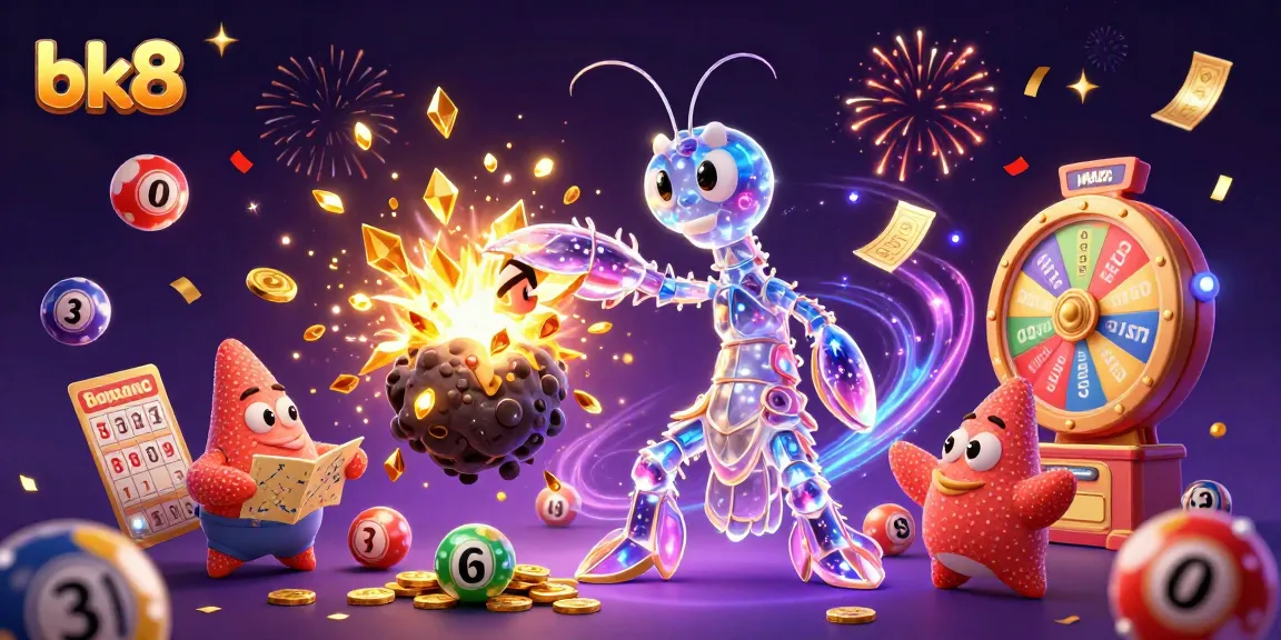 Experience bk8's thrilling gaming world with vibrant elements and interactive features in a dynamic casino illustration.