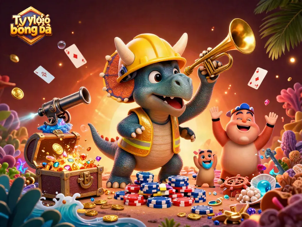 Tỷ lệ kèo bóng đá highlights an exciting gambling scene with vibrant characters and dynamic betting elements.