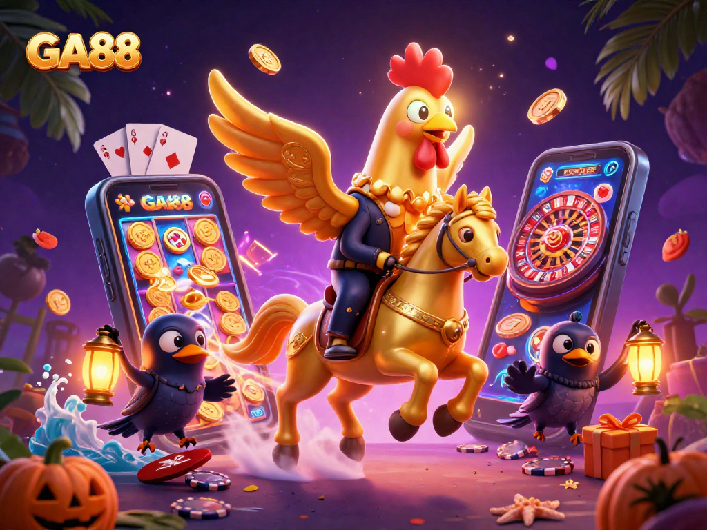 Experience thrilling wins with GA88 in a vibrant casino scene featuring characters and gameplay elements
