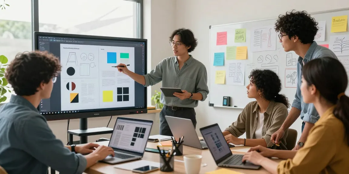 Diverse team collaborating on a digital canvas for brainstorming and moodboards, showcasing the power of the google mixboard in a creative workspace.