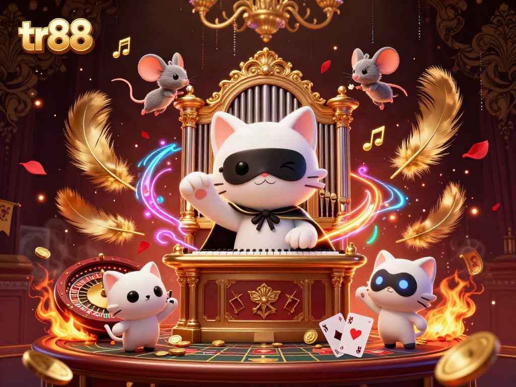 Tr88 cat and mouse acrobat illuminate a vibrant casino scene with dynamic gaming elements.