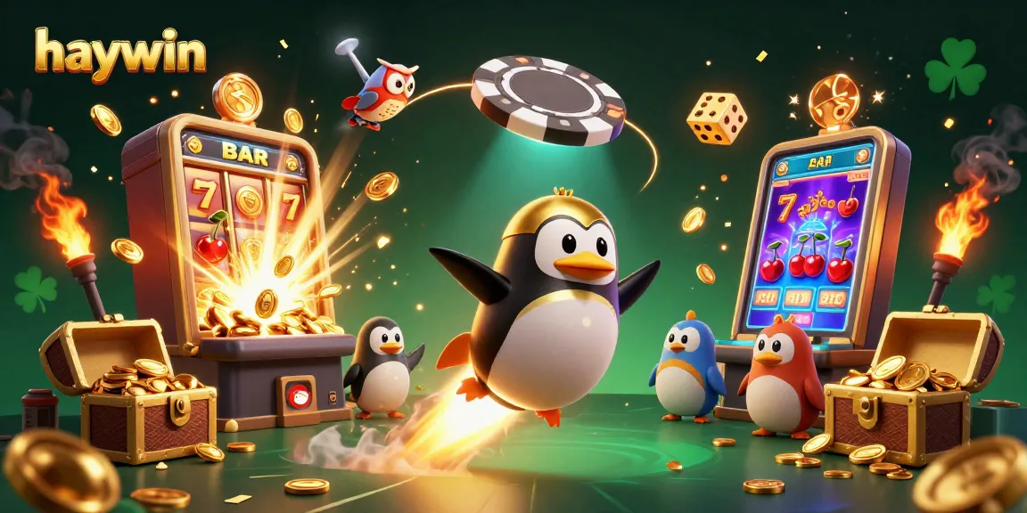Experience thrilling rewards at haywin with a golden penguin soaring toward a jackpot explosion!
