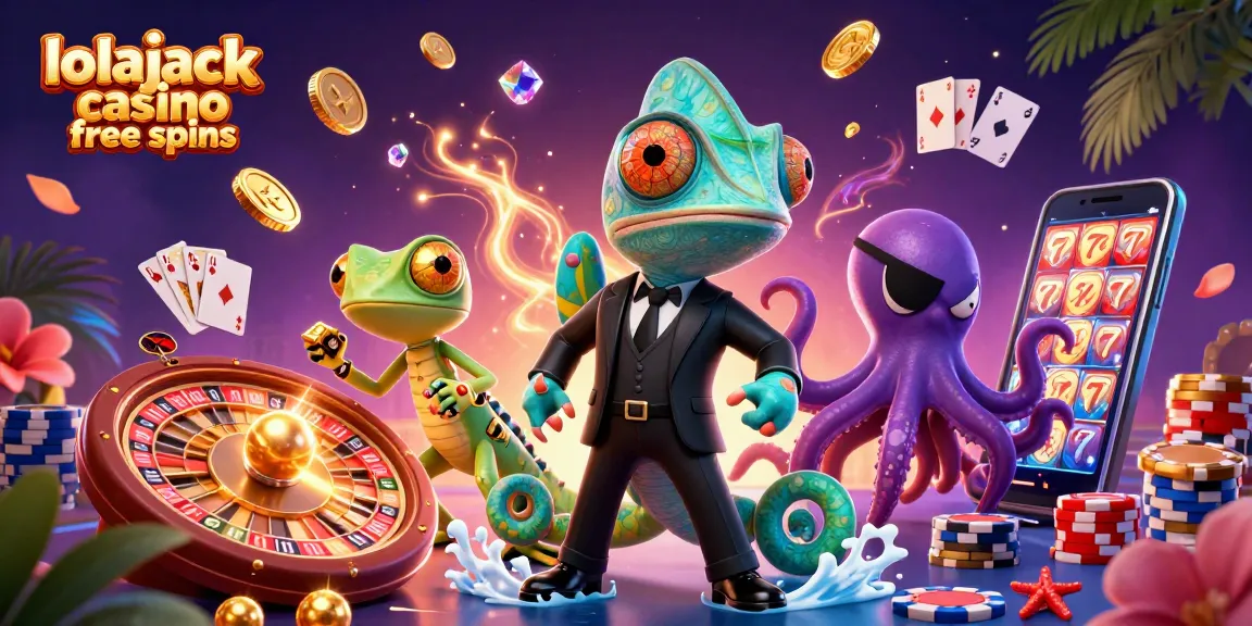 Experience the excitement of lolajack casino free spins surrounded by vibrant casino elements.