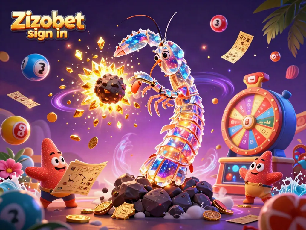 Experience the excitement of winning with Zizobet sign in illustrated in a vibrant casino scene.