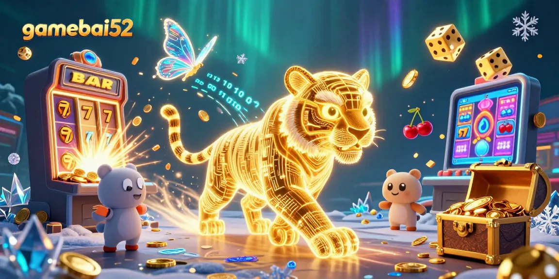 Experience thrilling action at gamebai52 with a dazzling digital casino display featuring energetic gameplay and vibrant elements.