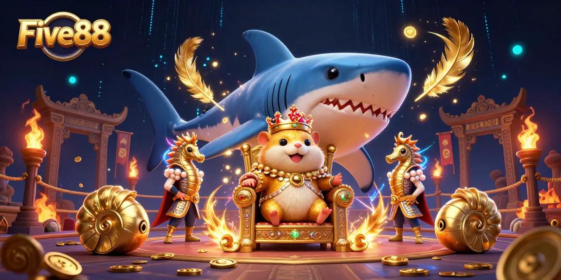 Bet big at Five88 with dynamic gaming elements around a playful golden hamster king.