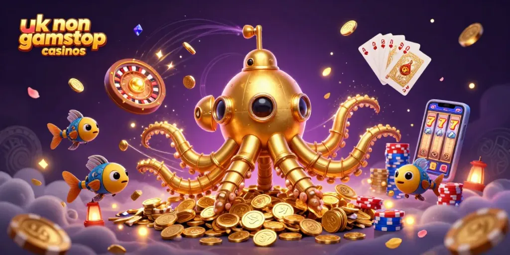 Win big at uk non gamstop casinos with thrilling games and vibrant visuals in an action-packed casino scene.