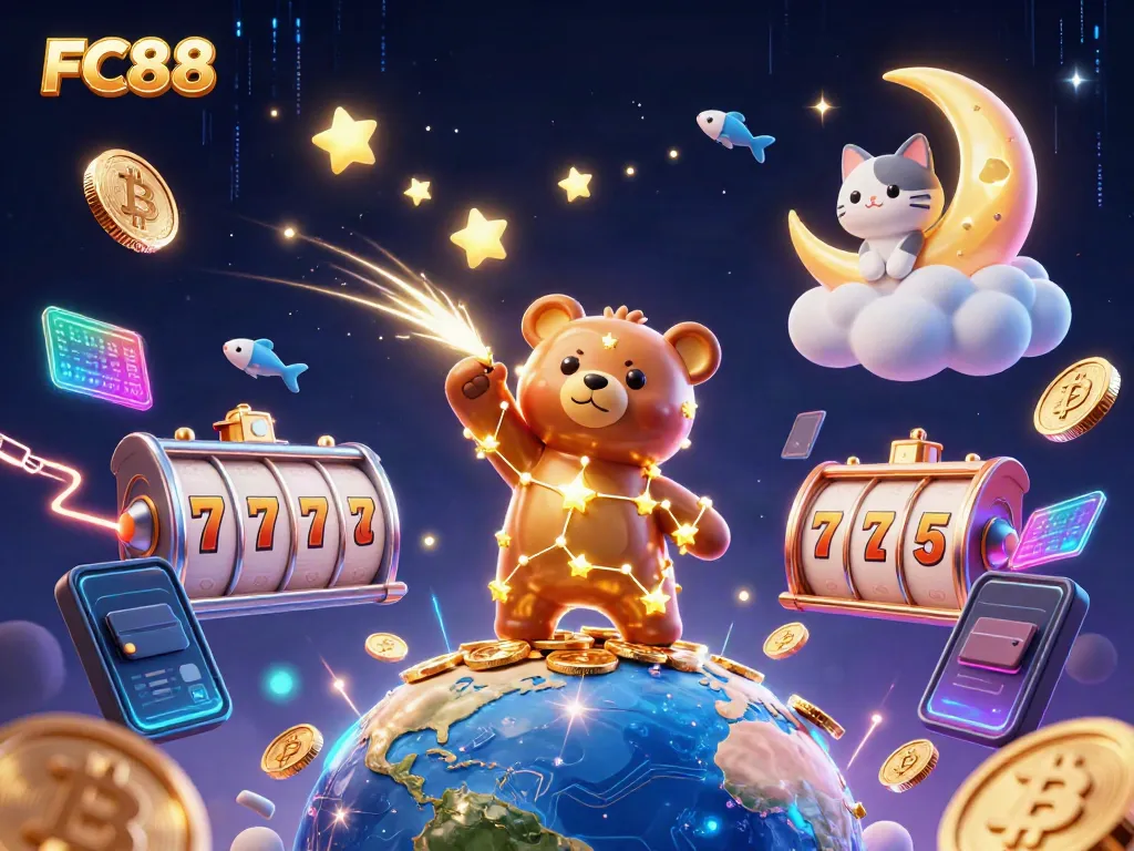 Engage with winning strategies at FC88, featuring vibrant 3D cartoon characters in a dynamic casino setting.