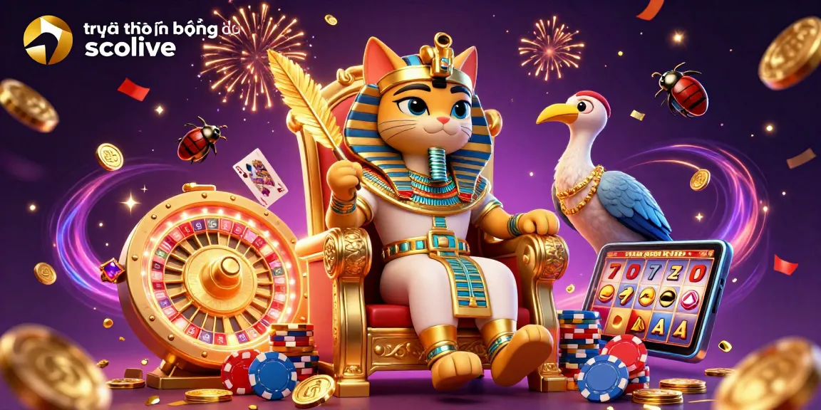 Experience trực tiếp bóng đá socolive with vibrant gaming visuals showcasing a golden throne, coins, and energetic elements.