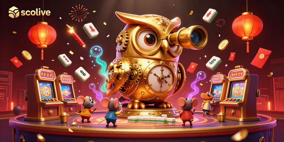 Socolive brings exhilarating casino vibes with golden owl, vibrant slot machines, and festive elements.