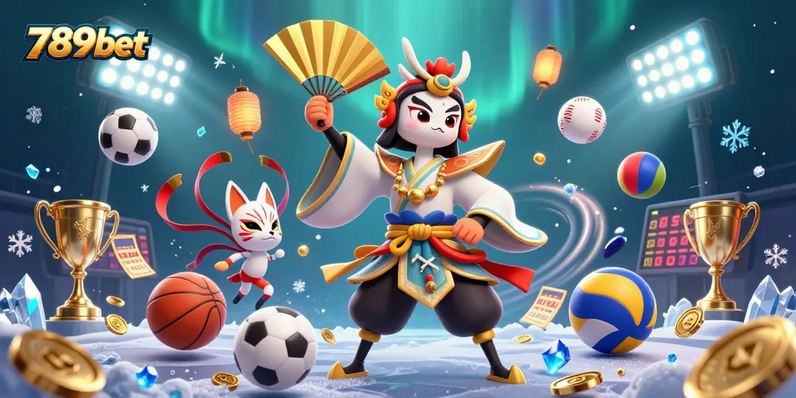 Engage with vibrant gaming action at 789bet featuring a kabuki warrior and dynamic sports elements.