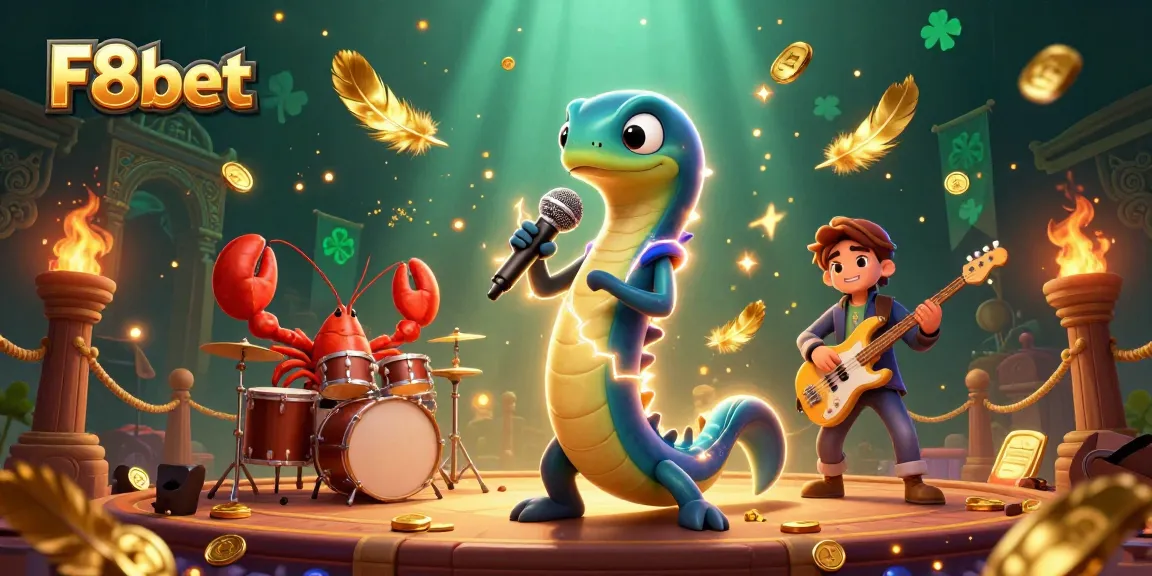 Experience the thrilling atmosphere at F8bet's underwater casino stage with a DJ eel and band.